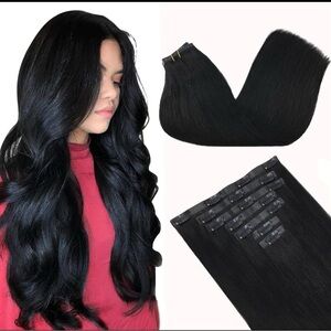 New Human Hair Clip In Extensions 16" 150 g  black